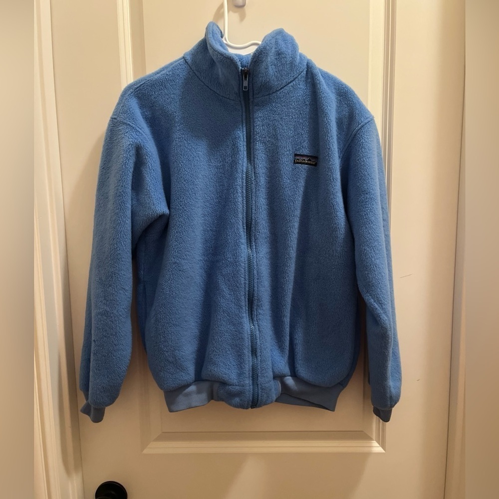 Vintage 90s Patagonia Fleece Jacket Kids Size 12 Blue Made in USA